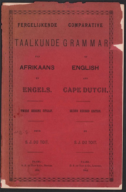 Fergelijkende Taalkunde Fan Afrikaans En Engels. by S. J. Du Toit