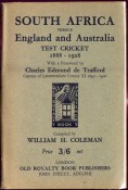 South Africa V. England and Australia Test Cricket 1888-1928